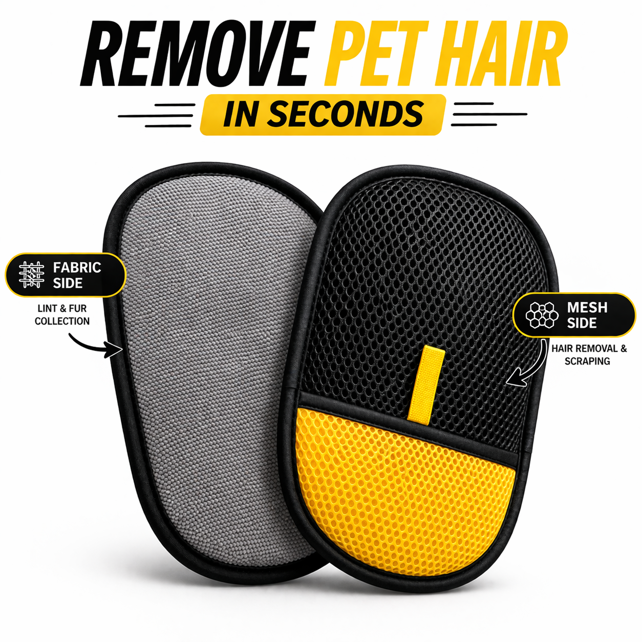 2PCS Pet Hair Removal Glove for Cats & Dogs – Upgraded Reusable Electrostatic Pet Hair Remover Tool for Couch, Clothing, Carpets & Car Seats