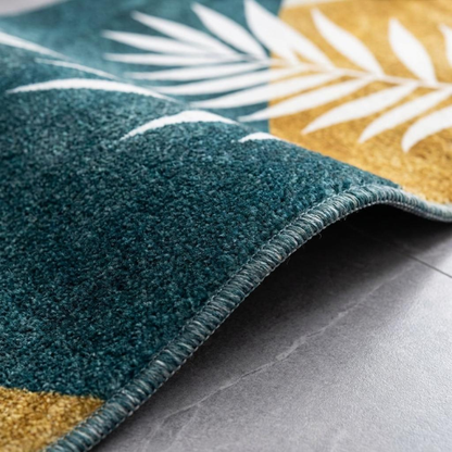 Cotton Anti-Slip Kitchen Mat Set | Botanical Leaf Design Kitchen Floor Mats | Soft Comfortable Non-Slip Mats for Sink, Cooking Area & Home