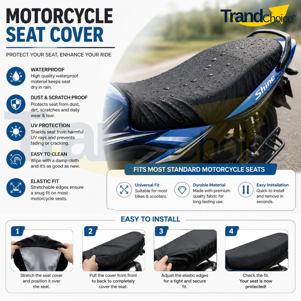 Waterproof Motorcycle Seat Cover – Universal Elastic Fit Bike Seat Protector