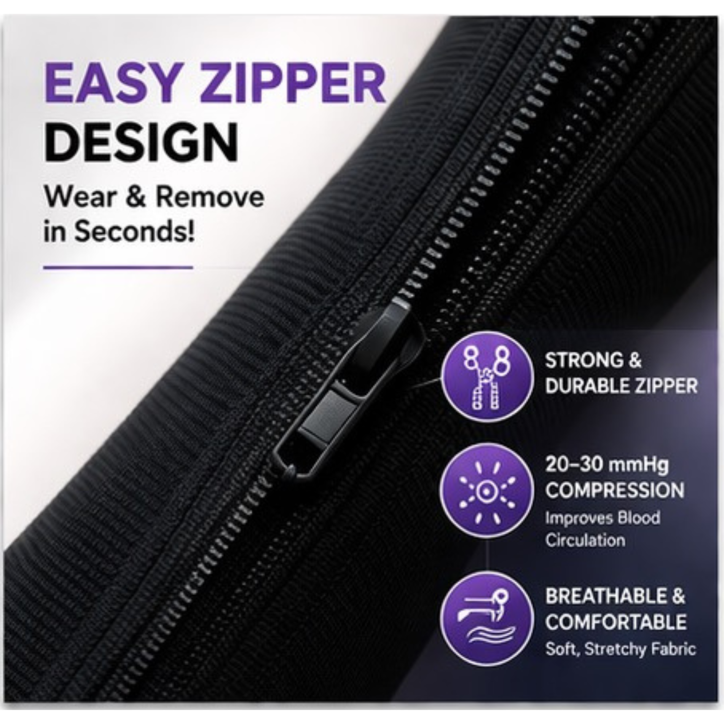Tired Legs Solution Compression Socks – Side Zipper for Quick Wear & Instant Relief