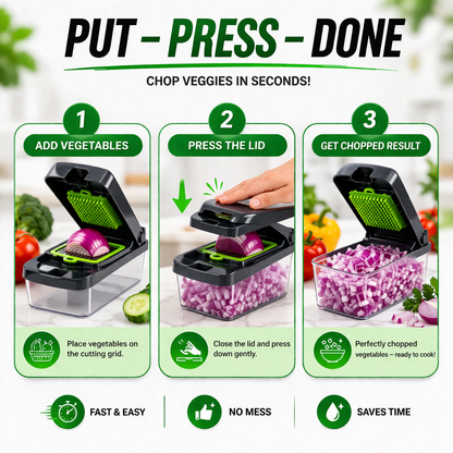 Cut Veggies in Seconds – 15-in-1 Vegetable Chopper with Storage Container