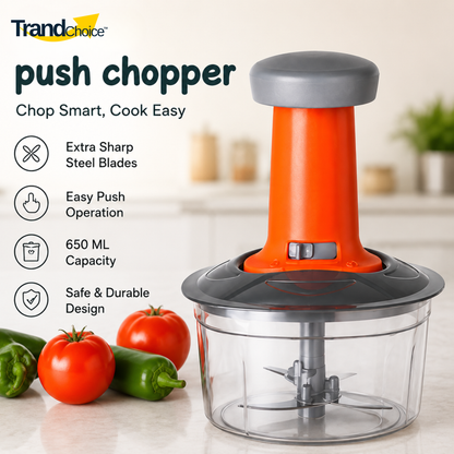 TrandChoice 650 ML Quick Push Vegetable Chopper (RED)