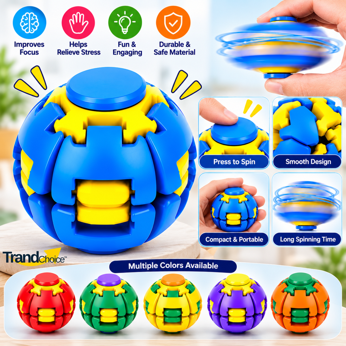 Magic Spinning Fidget Ball Toy | 360° Spinning Sensory Toy for Kids & Adults | Multicolor | Buy 1 Get 1 Free