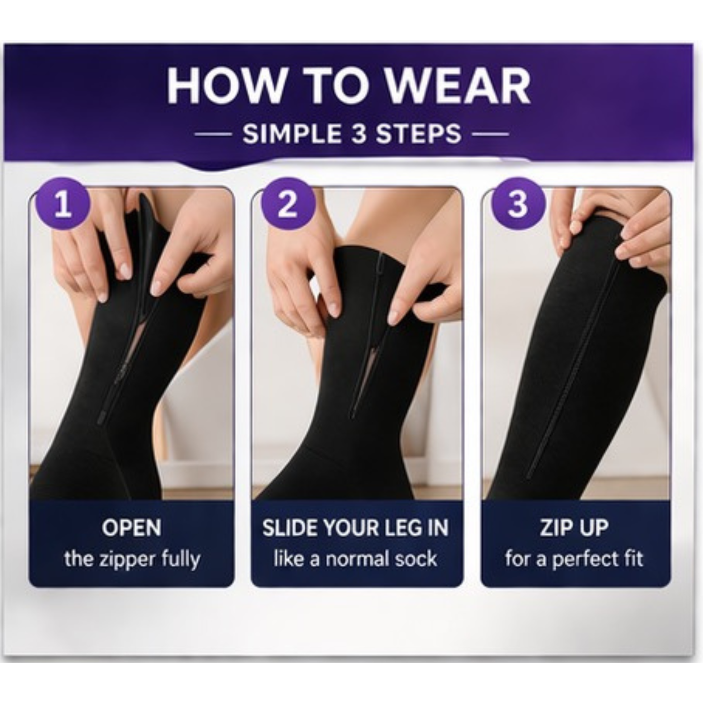 Tired Legs Solution Compression Socks – Side Zipper for Quick Wear & Instant Relief