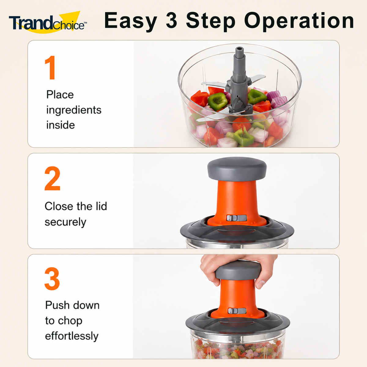 TrandChoice 650 ML Quick Push Vegetable Chopper (RED)