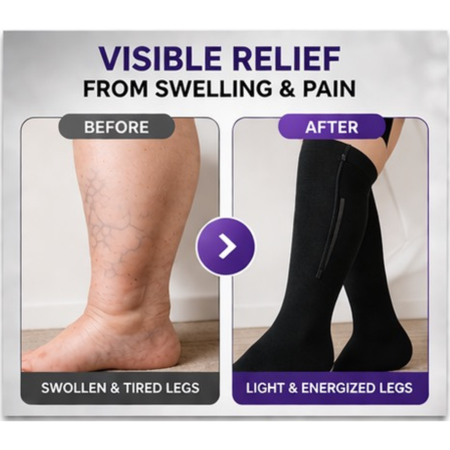 Tired Legs Solution Compression Socks – Side Zipper for Quick Wear & Instant Relief