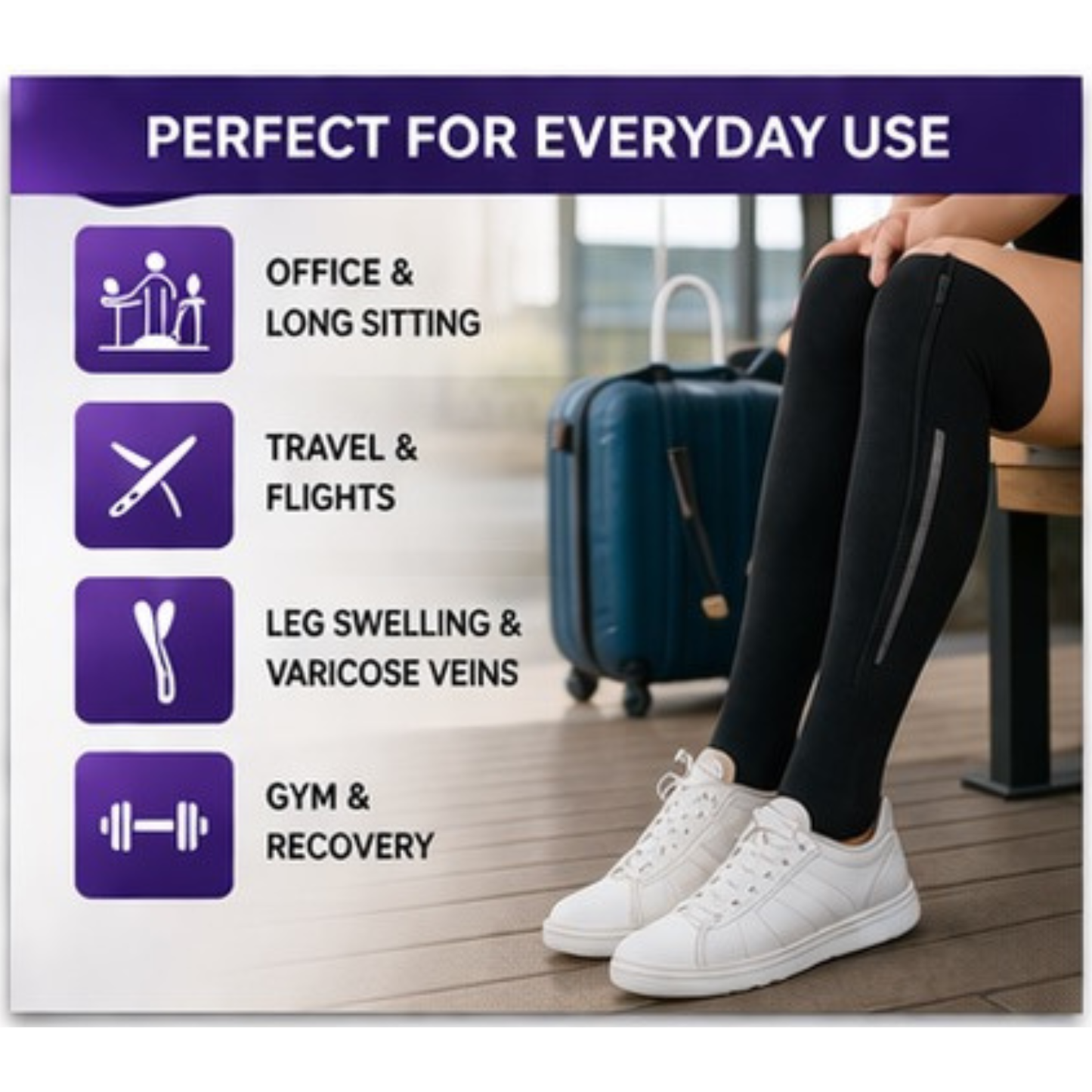 Tired Legs Solution Compression Socks – Side Zipper for Quick Wear & Instant Relief
