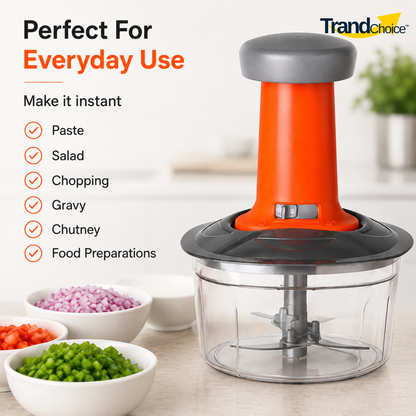 TrandChoice 650 ML Quick Push Vegetable Chopper (RED)