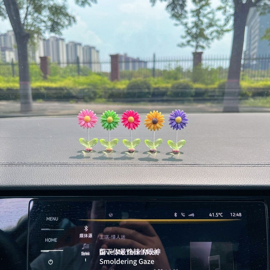 Mini Car Dancing Flower for Dashboard | Cute Colorful Spring Flower Car Interior Decoration | Decorative Dashboard Accessory