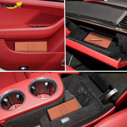 Premium PU Leather Car Document Holder | Vehicle RC, Insurance & Driving License Organizer | 3 Document Pockets & 3 Card Slots | Magnetic Closure | Glove Box & Car Use