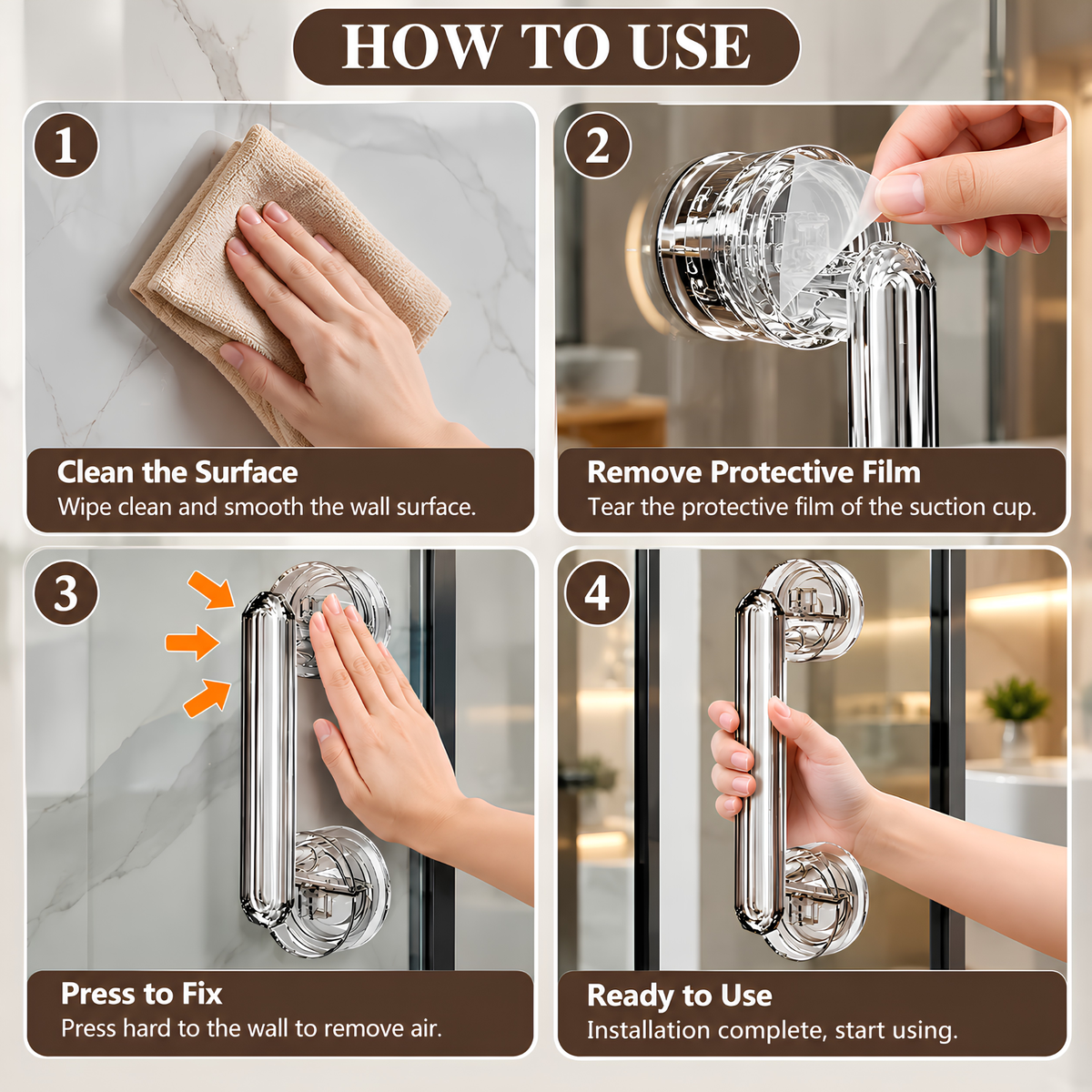 Vacuum Suction Door Handle – No Drill Multipurpose Handle for Glass, Cabinet, Window & Refrigerator | Buy 1 Get 1 Free
