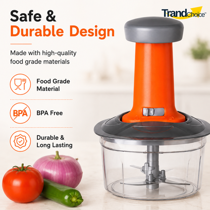 TrandChoice 650 ML Quick Push Vegetable Chopper (RED)