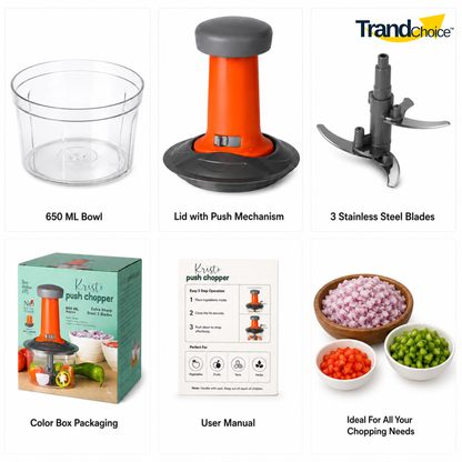 TrandChoice 650 ML Quick Push Vegetable Chopper (RED)