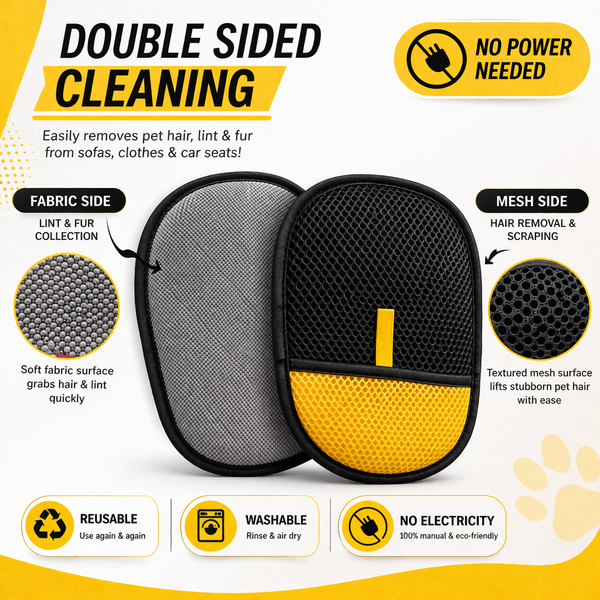2PCS Pet Hair Removal Glove for Cats & Dogs – Upgraded Reusable Electrostatic Pet Hair Remover Tool for Couch, Clothing, Carpets & Car Seats
