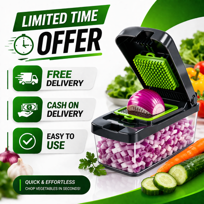 Cut Veggies in Seconds – 15-in-1 Vegetable Chopper with Storage Container